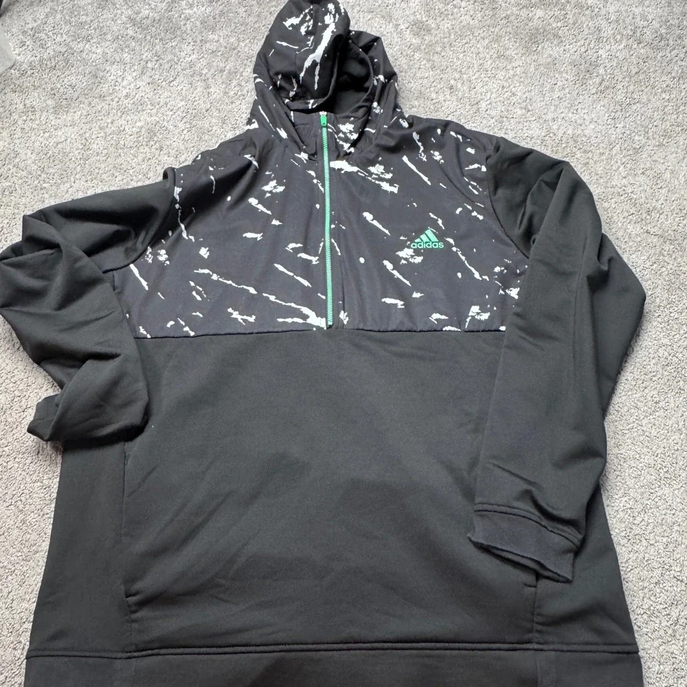 Adidas Men's XL Quater Zip Hoodie Pullover Black